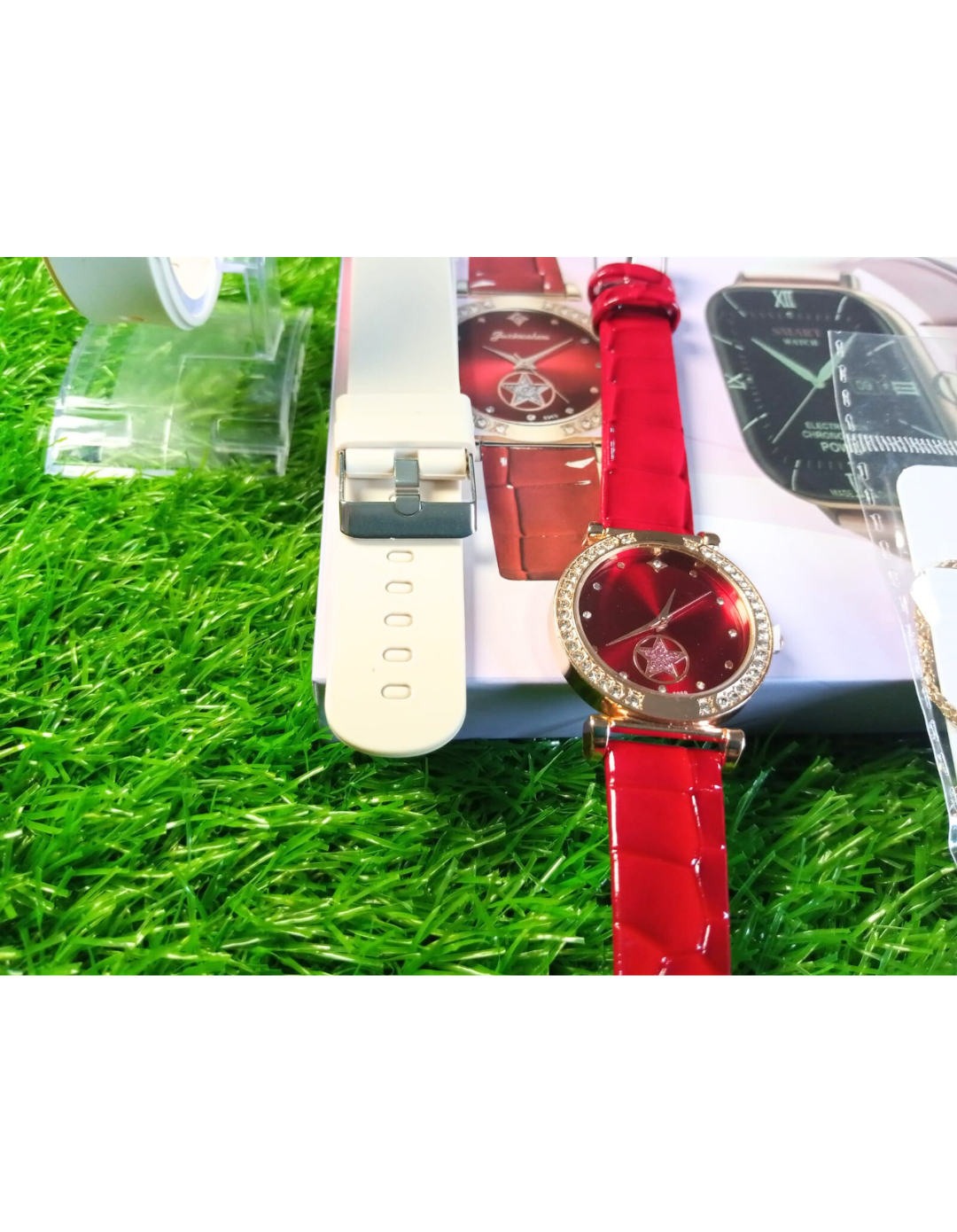 A98 Plus Smartwatch Gift Set | 2.02" Big Screen, Interchangeable Straps, Analog Watch & Jewelry Combo