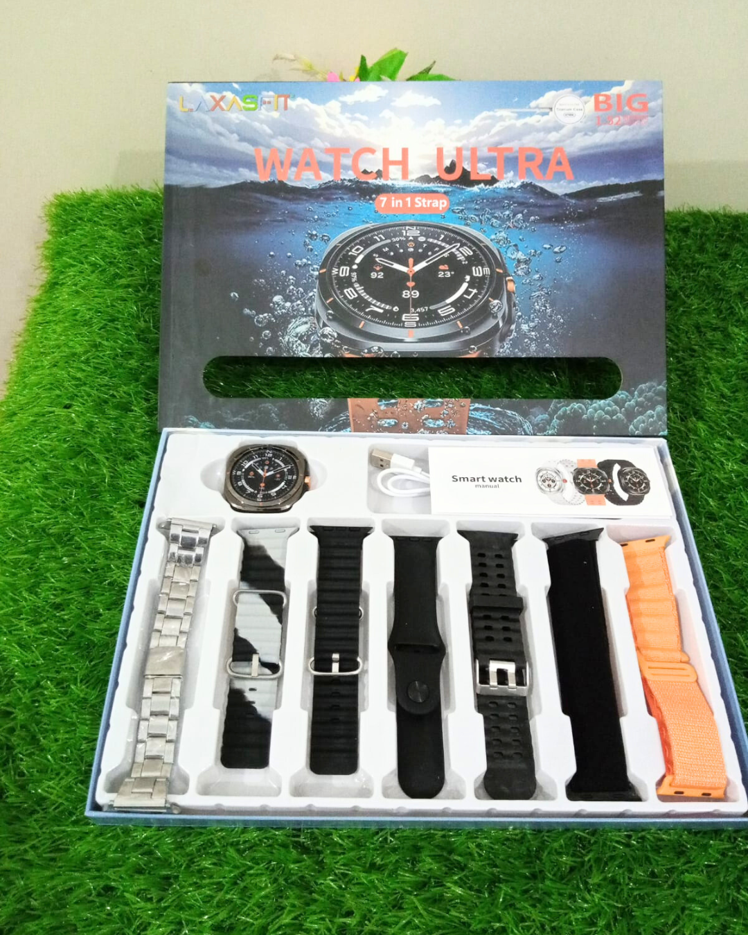 ⌚ LAXASFIT New GT7 Ultra 7-in-1 Smart Watch | 1.52” HD AMOLED | Bluetooth Calling | Fitness & Sports Tracker | Men & Women 🎁