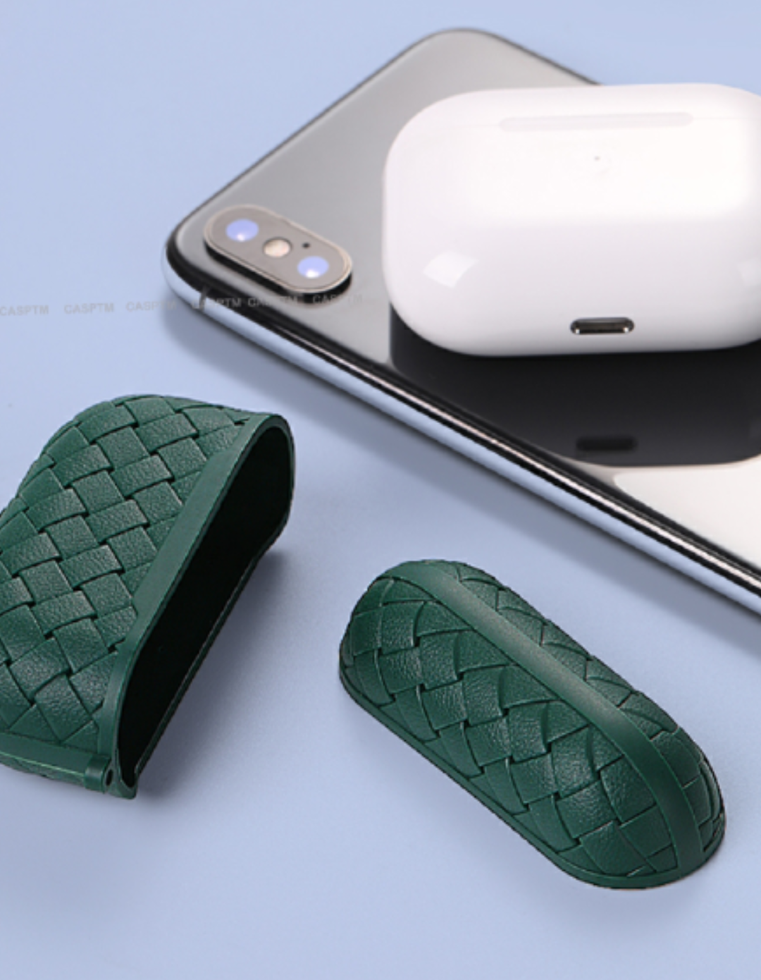 Woven Pattern Silicone Case for AirPods Pro 2 β Shockproof Protective Cover with Hanging Clip | Stylish & Durable Earphone Sleeve