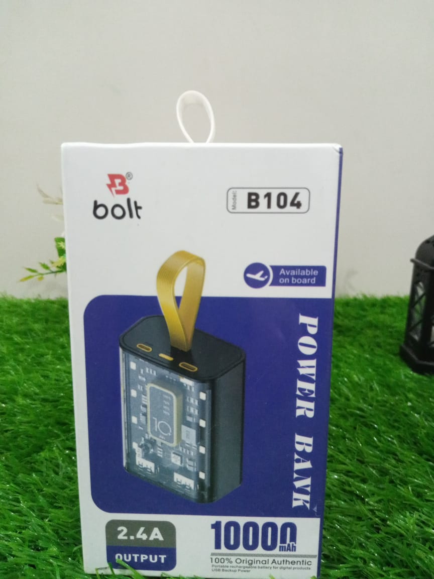 Bolt B104 10000mAh Power Bank π | Fast Charging with Power Delivery β‘ | Dual Output (USB-C & USB) π | Digital Display π | Compact & Lightweight Travel Charger βοΈ