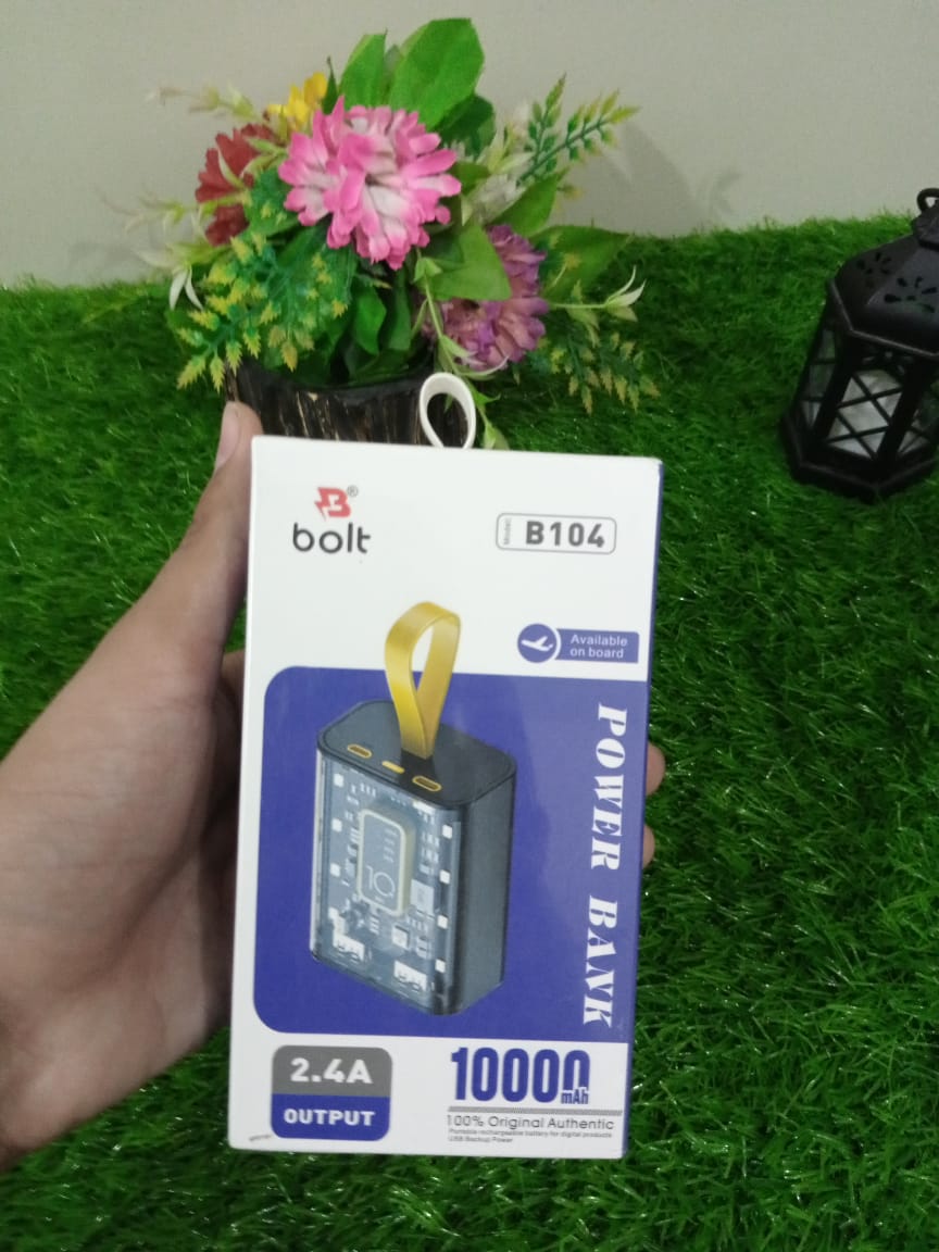 Bolt B104 10000mAh Power Bank π | Fast Charging with Power Delivery β‘ | Dual Output (USB-C & USB) π | Digital Display π | Compact & Lightweight Travel Charger βοΈ