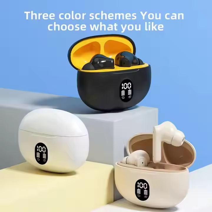 🔥 Stereo Wireless Earbuds with LED Display – ENC Noise Cancellation, HiFi Stereo, Bluetooth 5.3 – Available in Black & White 🎧