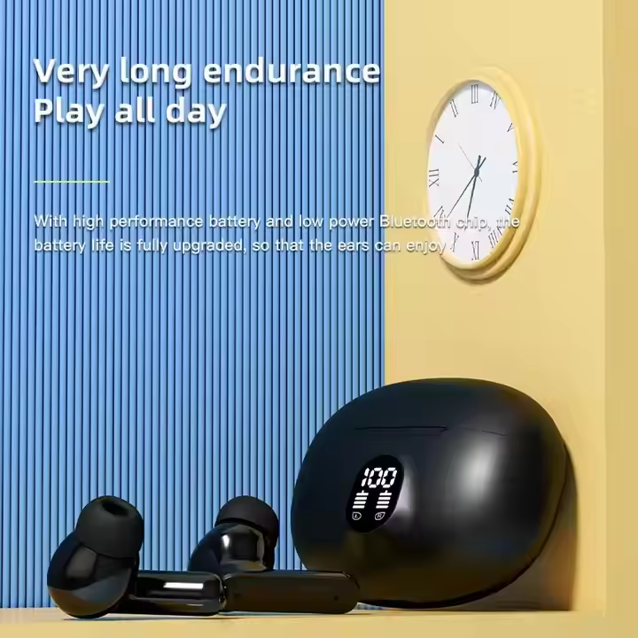 🔥 Stereo Wireless Earbuds with LED Display – ENC Noise Cancellation, HiFi Stereo, Bluetooth 5.3 – Available in Black & White 🎧