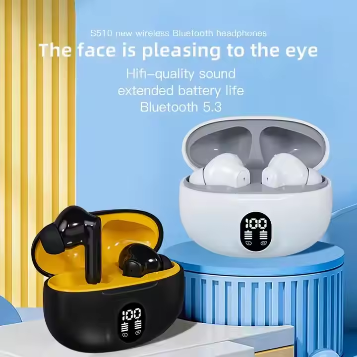 🔥 Stereo Wireless Earbuds with LED Display – ENC Noise Cancellation, HiFi Stereo, Bluetooth 5.3 – Available in Black & White 🎧