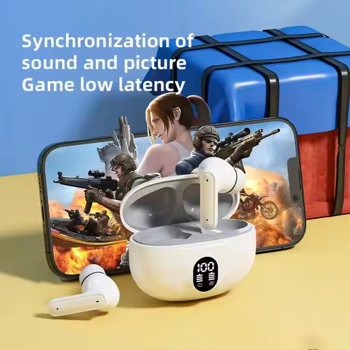 🔥 Stereo Wireless Earbuds with LED Display – ENC Noise Cancellation, HiFi Stereo, Bluetooth 5.3 – Available in Black & White 🎧