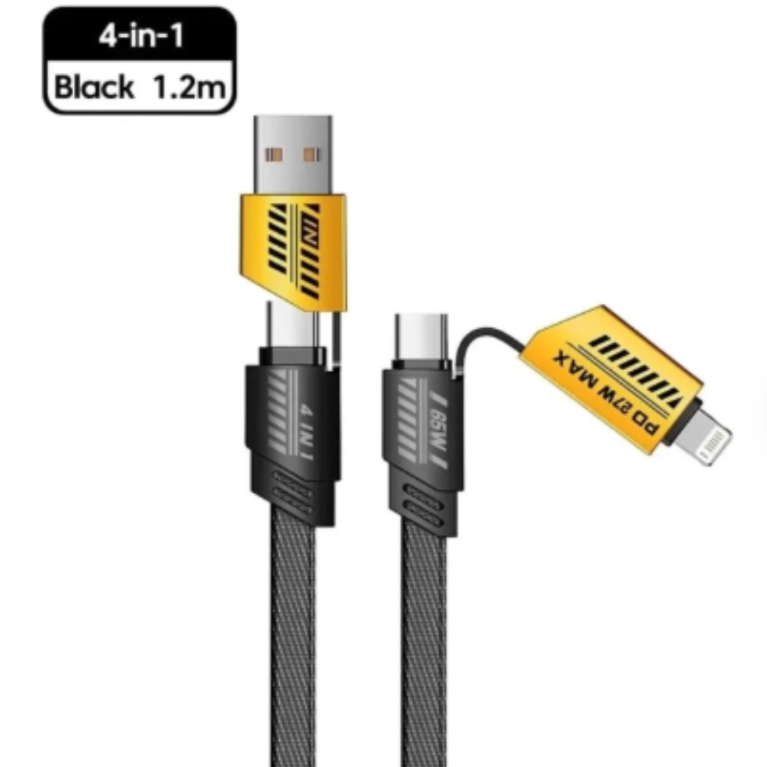 4-in-1 Multi Charging Cable | Type-C, Lightning & Micro USB | Fast Charging & Data Transfer | Durable Braided Wire