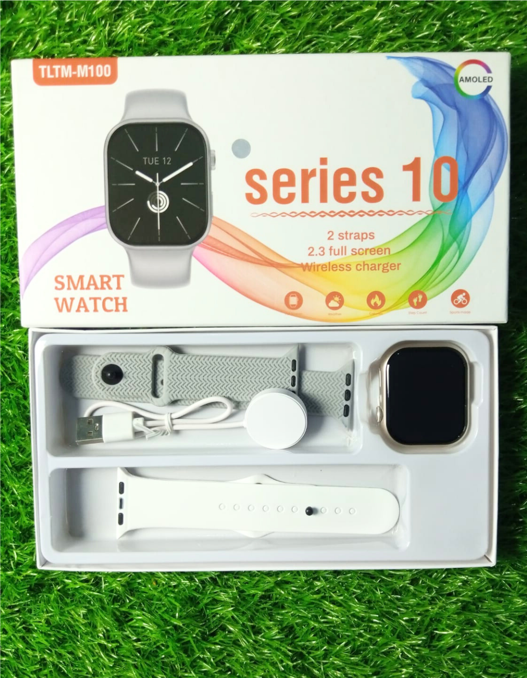 TLTM-M100 Series 10 Smart Watch | 2.3" Full Touch Display, Wireless Charging, Bluetooth Calling, 2 Straps Included