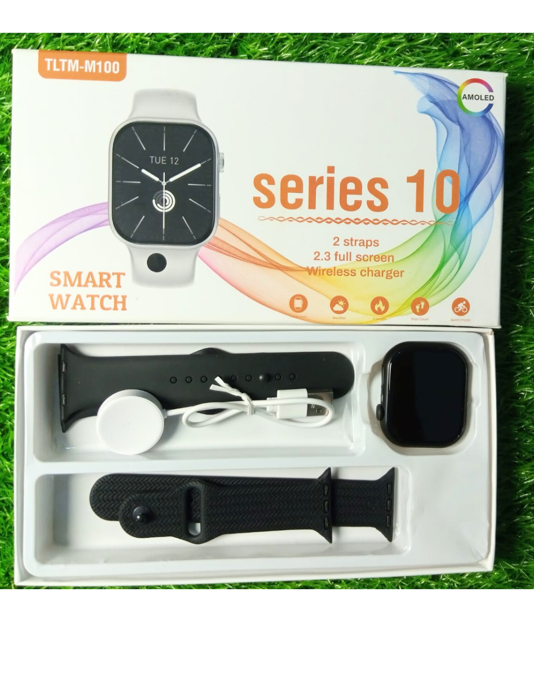 TLTM-M100 Series 10 Smart Watch | 2.3" Full Touch Display, Wireless Charging, Bluetooth Calling, 2 Straps Included