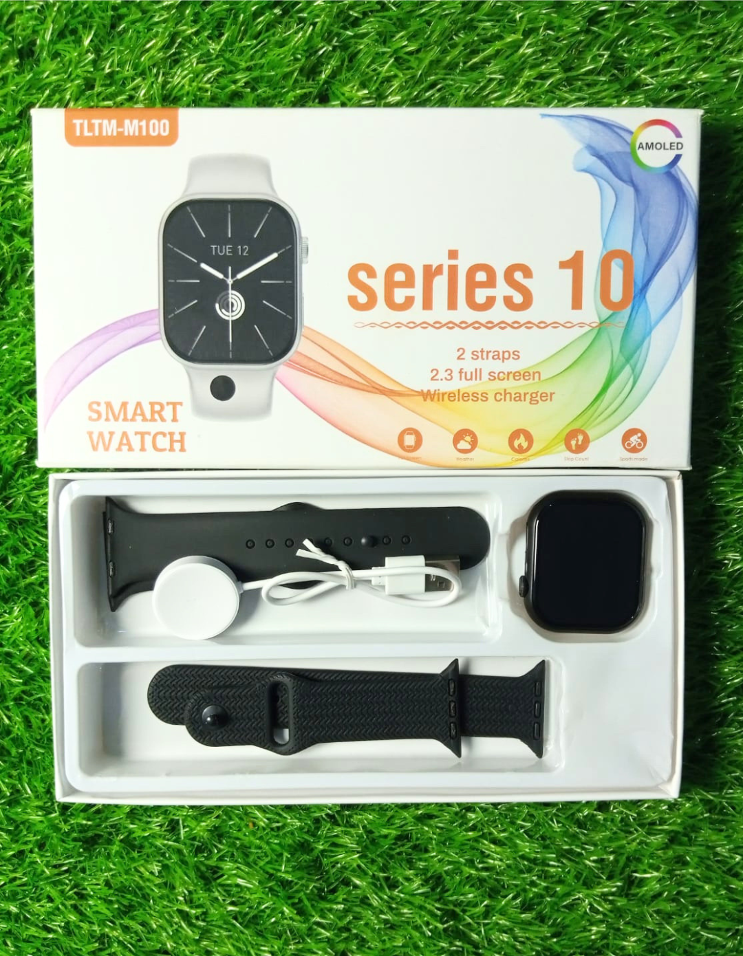 TLTM-M100 Series 10 Smart Watch | 2.3" Full Touch Display, Wireless Charging, Bluetooth Calling, 2 Straps Included