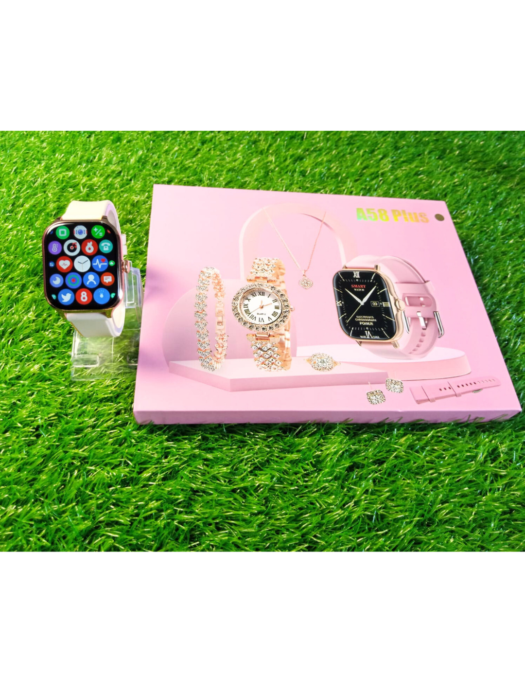 A99 Plus Ladies Smart Watch Gift Set | Bluetooth Calling, Health Monitoring & Sport Modes | Android & iOS Compatible