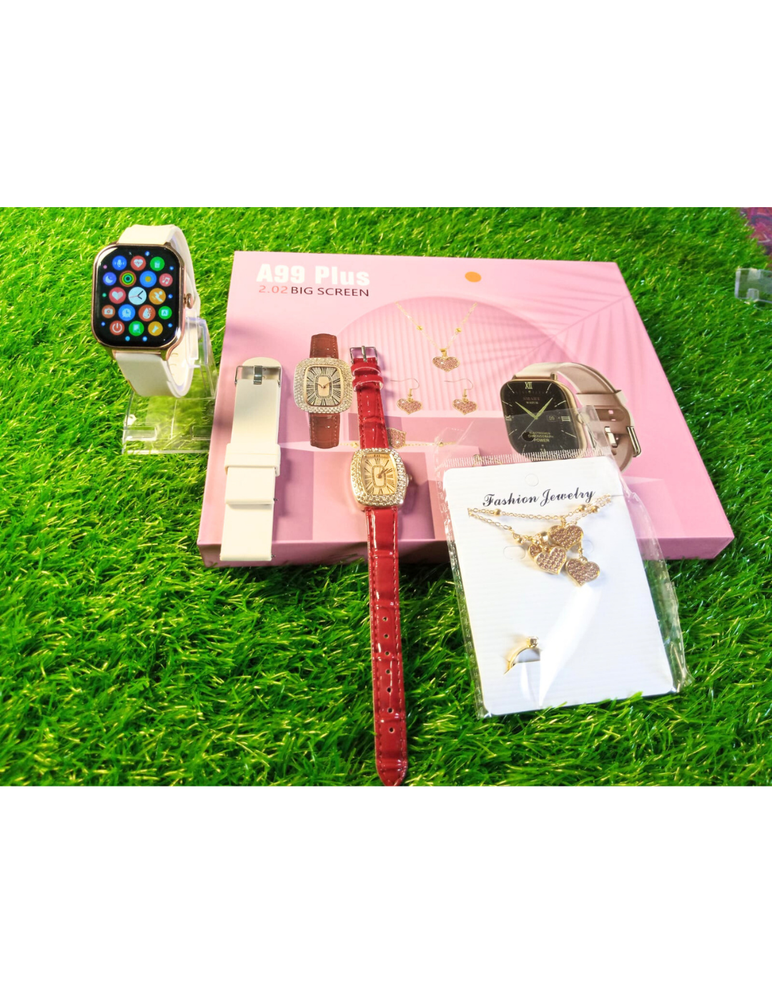 A99 Plus Ladies Smart Watch Gift Set | Bluetooth Calling, Health Monitoring & Sport Modes | Android & iOS Compatible