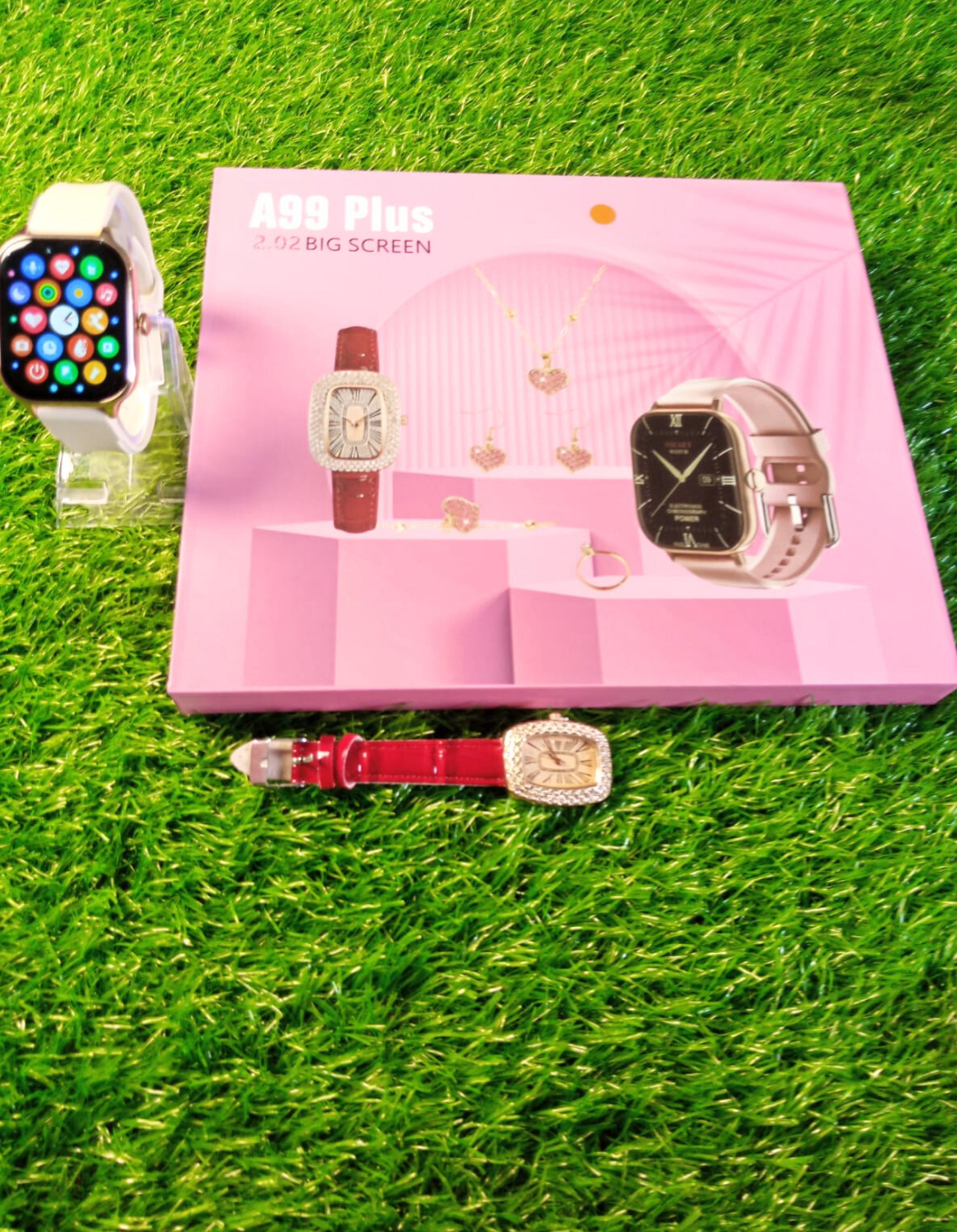 A99 Plus Ladies Smart Watch Gift Set | Bluetooth Calling, Health Monitoring & Sport Modes | Android & iOS Compatible