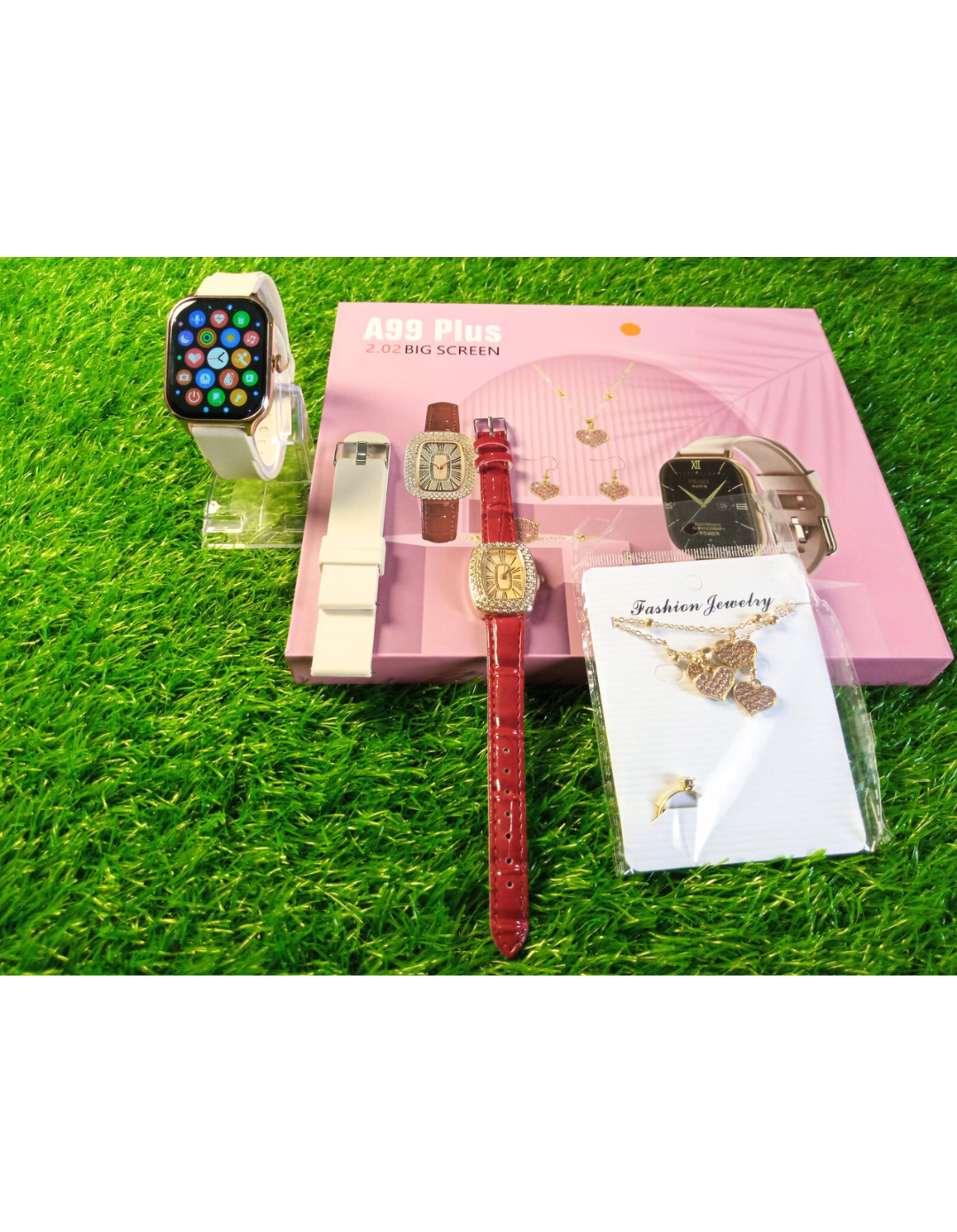 A99 Plus Ladies Smart Watch Gift Set | Bluetooth Calling, Health Monitoring & Sport Modes | Android & iOS Compatible