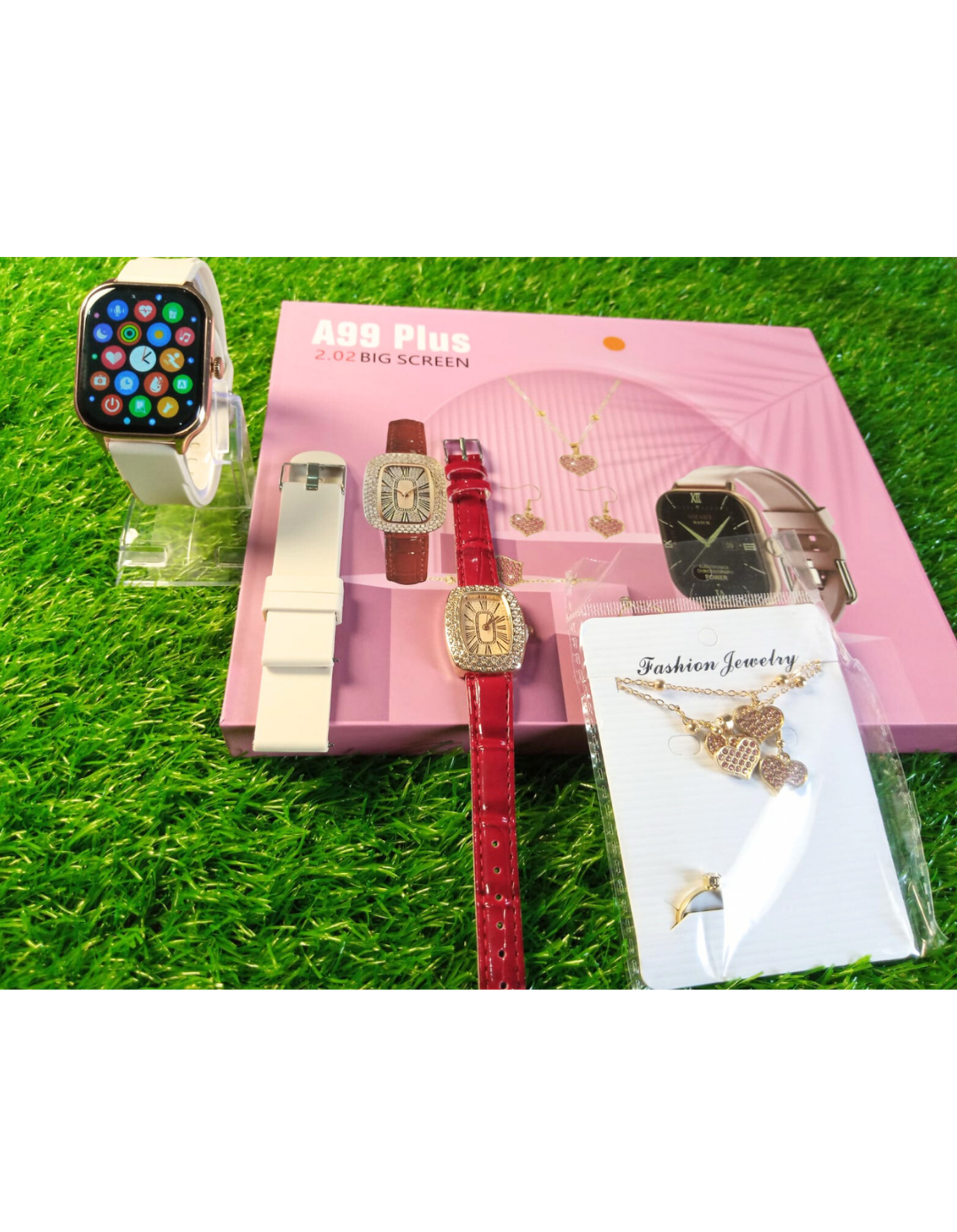 A99 Plus Ladies Smart Watch Gift Set | Bluetooth Calling, Health Monitoring & Sport Modes | Android & iOS Compatible