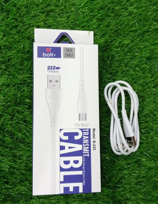 Bolt+ B-225 Fast Charging USB Cable – Micro, Type-C & Lightning Options, Durable PVC, Reinforced Joints, High-Speed Data Transfer