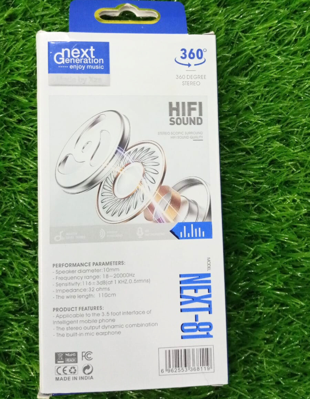 Next Generation NEXT-81 Wired Stereo Earphones – Deep Bass, Hi-Fi Sound, Built-in Mic, Comfortable Fit (3.5mm Jack)