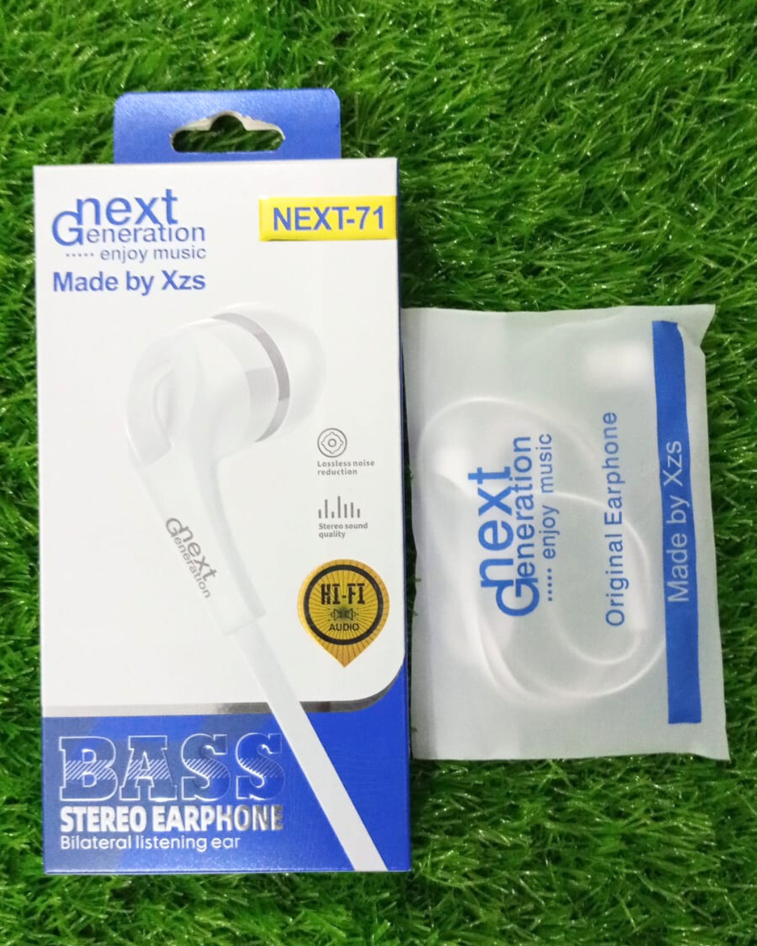 Next Generation NEXT-71 Wired Stereo Earphones – Deep Bass, Hi-Fi Sound, Built-in Mic, Comfortable Fit (3.5mm Jack, White)