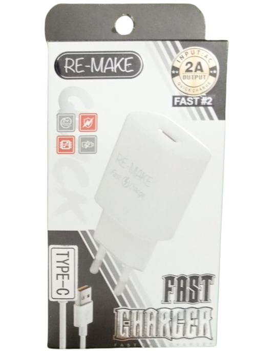 Remake Fast#2 Charger – 5V/2A Ultra Compact Wall Charger with USB Port & Type-C Cable | Over-Current & Short-Circuit Protection Remake Fast#2 Charger – 5V/2A Ultra Compact Wall Charger with USB Port & Type-C Cable | Over-Current & Short-Circuit Protection