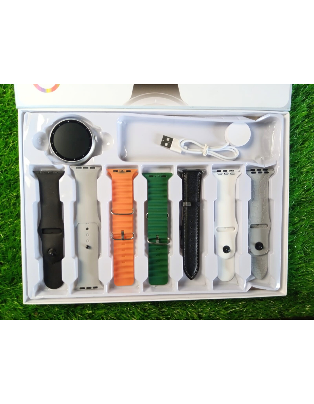 2025 V16 Pro Max Smart Watch | 7-in-1 Round Dial, Wireless Charging, BT Calling, Fitness Tracker (Golden Edition)