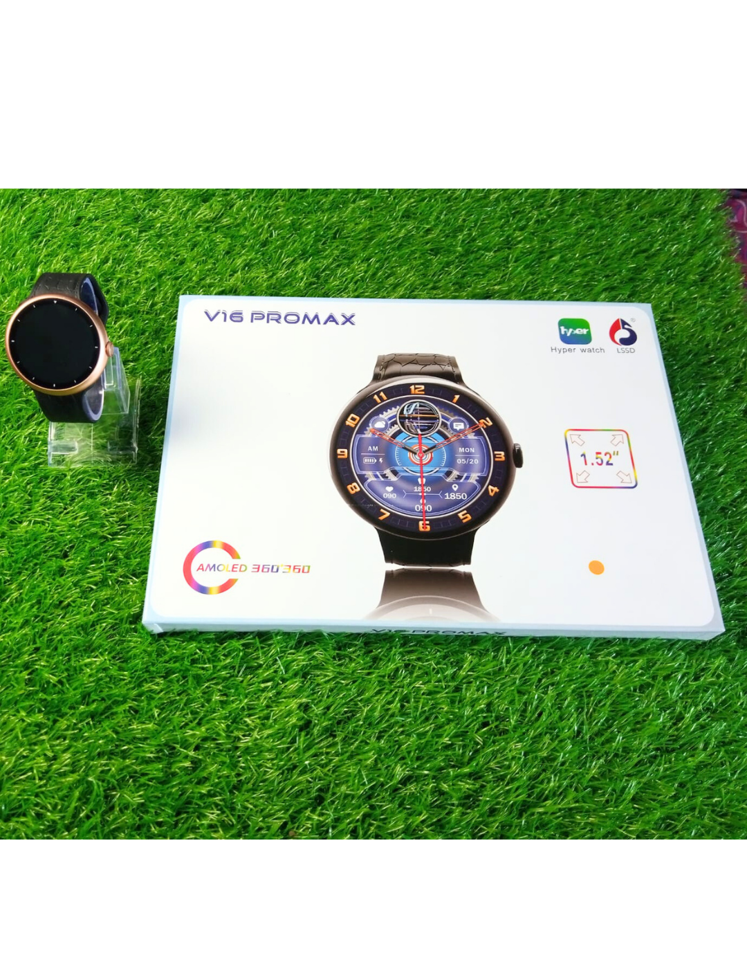 2025 V16 Pro Max Smart Watch | 7-in-1 Round Dial, Wireless Charging, BT Calling, Fitness Tracker (Golden Edition)