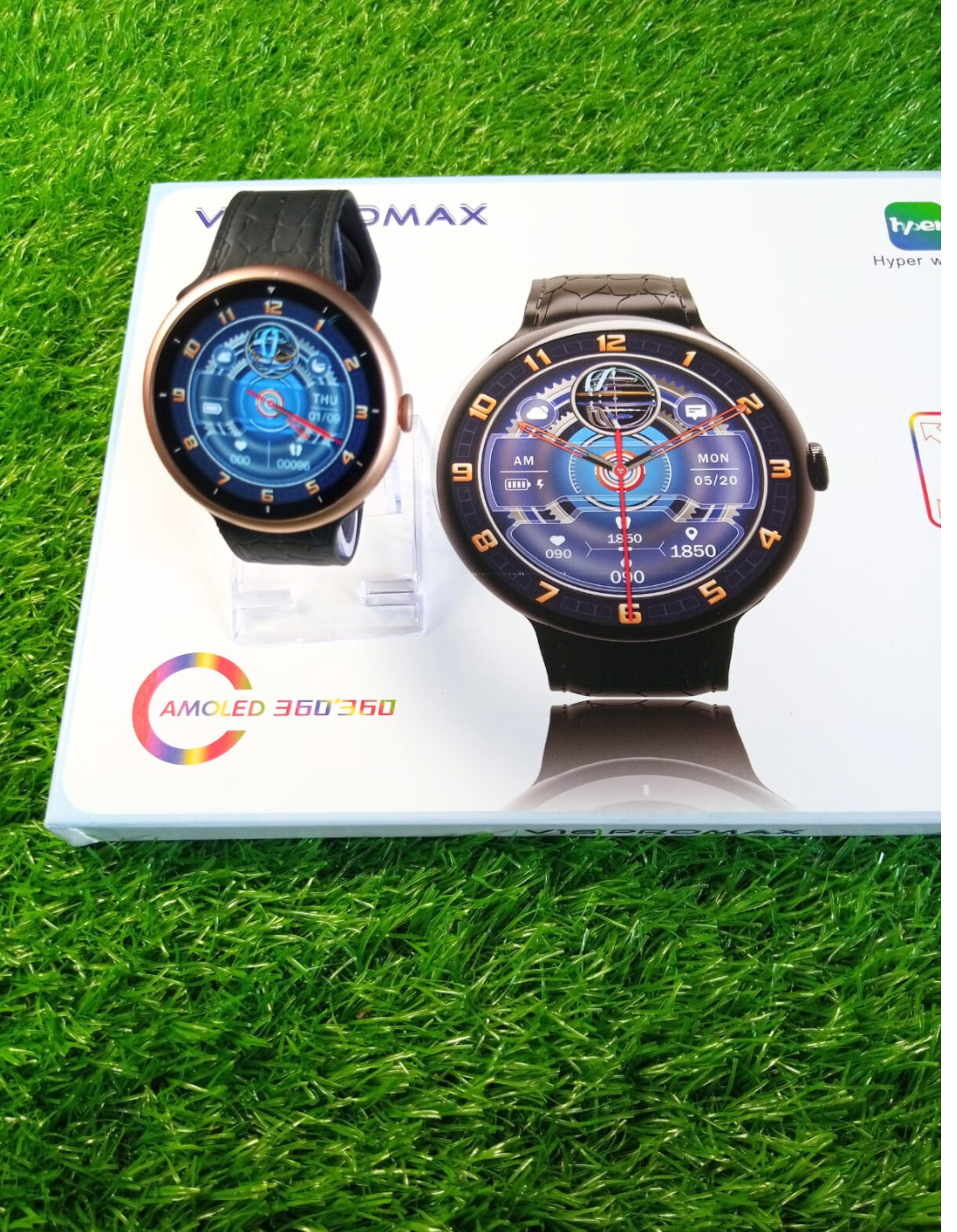 2025 V16 Pro Max Smart Watch | 7-in-1 Round Dial, Wireless Charging, BT Calling, Fitness Tracker (Golden Edition)