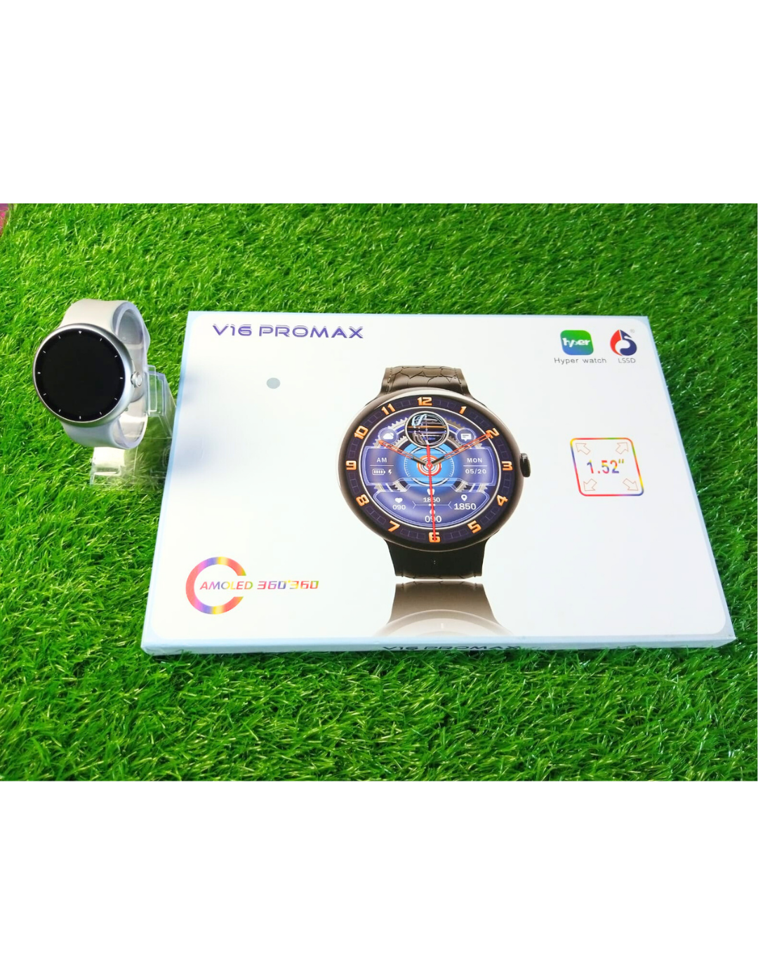 2025 V16 Pro Max Smart Watch | 7-in-1 Round Dial, Wireless Charging, BT Calling, Fitness Tracker (Golden Edition)
