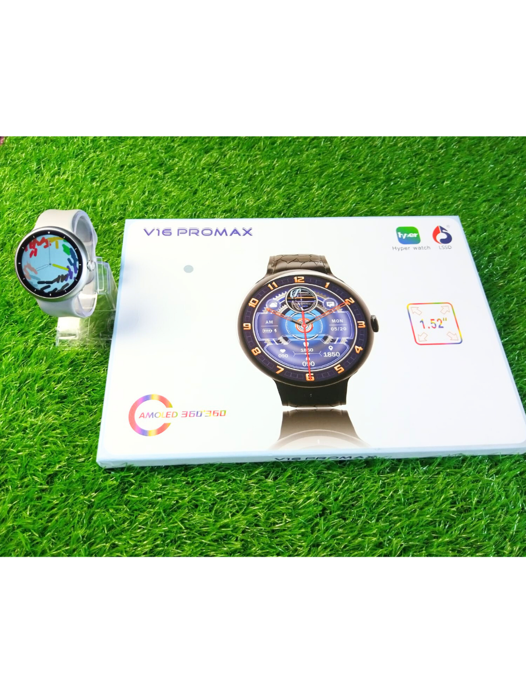 2025 V16 Pro Max Smart Watch | 7-in-1 Round Dial, Wireless Charging, BT Calling, Fitness Tracker (Golden Edition)