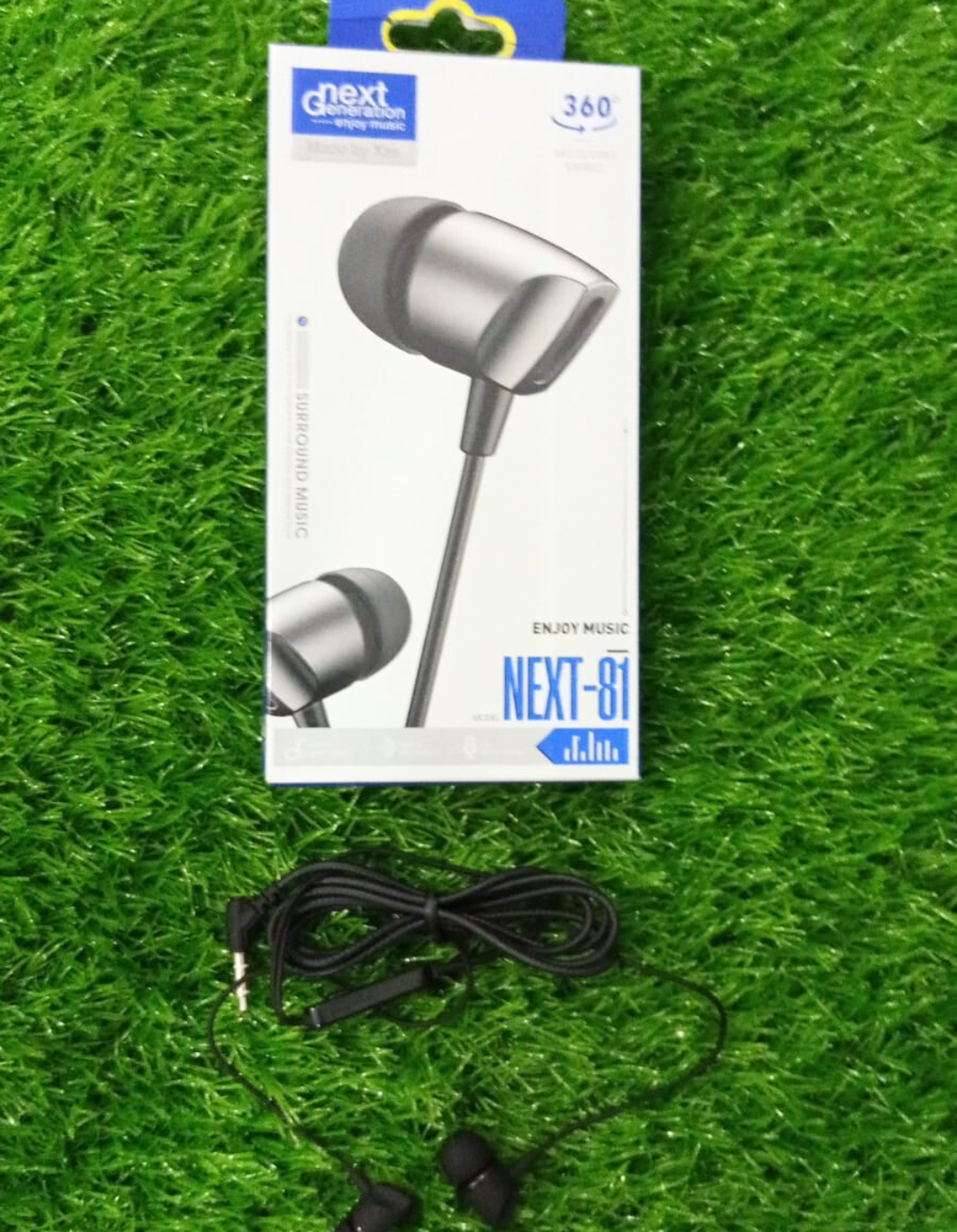 Next Generation NEXT-81 Wired Stereo Earphones – Deep Bass, Hi-Fi Sound, Built-in Mic, Comfortable Fit (3.5mm Jack)