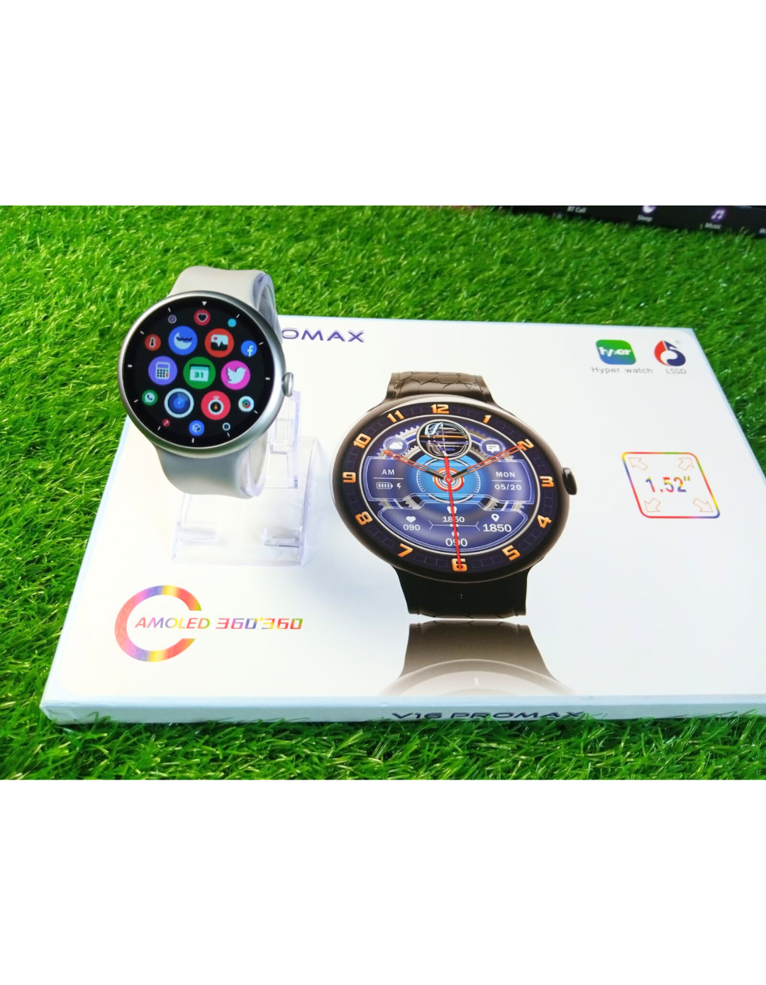 2025 V16 Pro Max Smart Watch | 7-in-1 Round Dial, Wireless Charging, BT Calling, Fitness Tracker (Golden Edition)