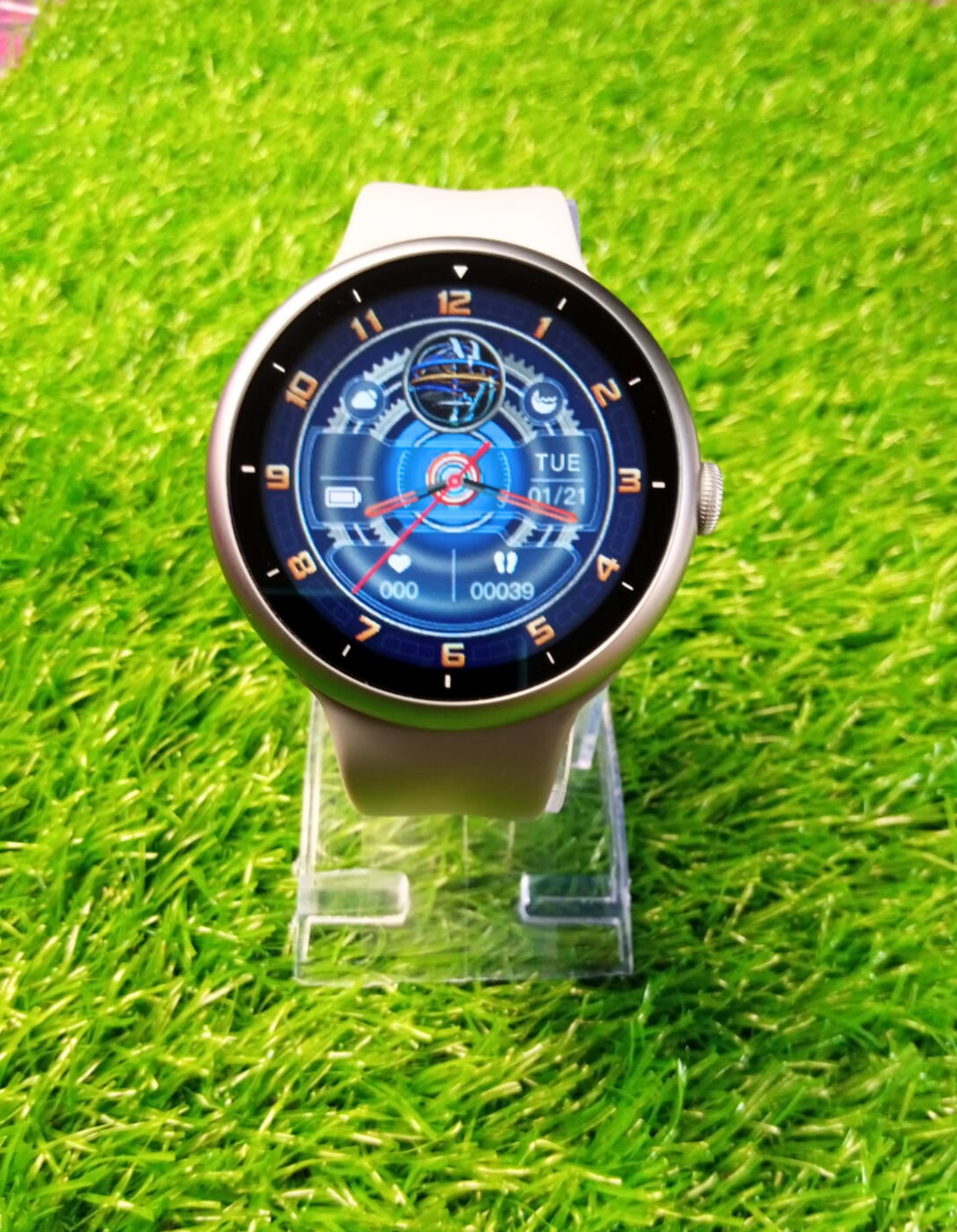 2025 V16 Pro Max Smart Watch | 7-in-1 Round Dial, Wireless Charging, BT Calling, Fitness Tracker (Golden Edition)