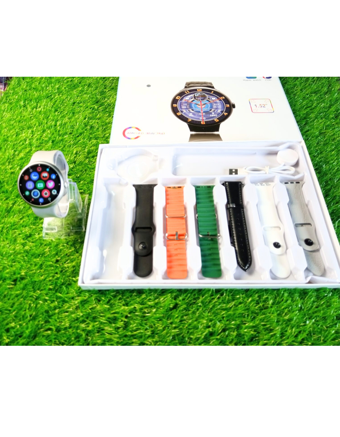 2025 V16 Pro Max Smart Watch | 7-in-1 Round Dial, Wireless Charging, BT Calling, Fitness Tracker (Golden Edition)
