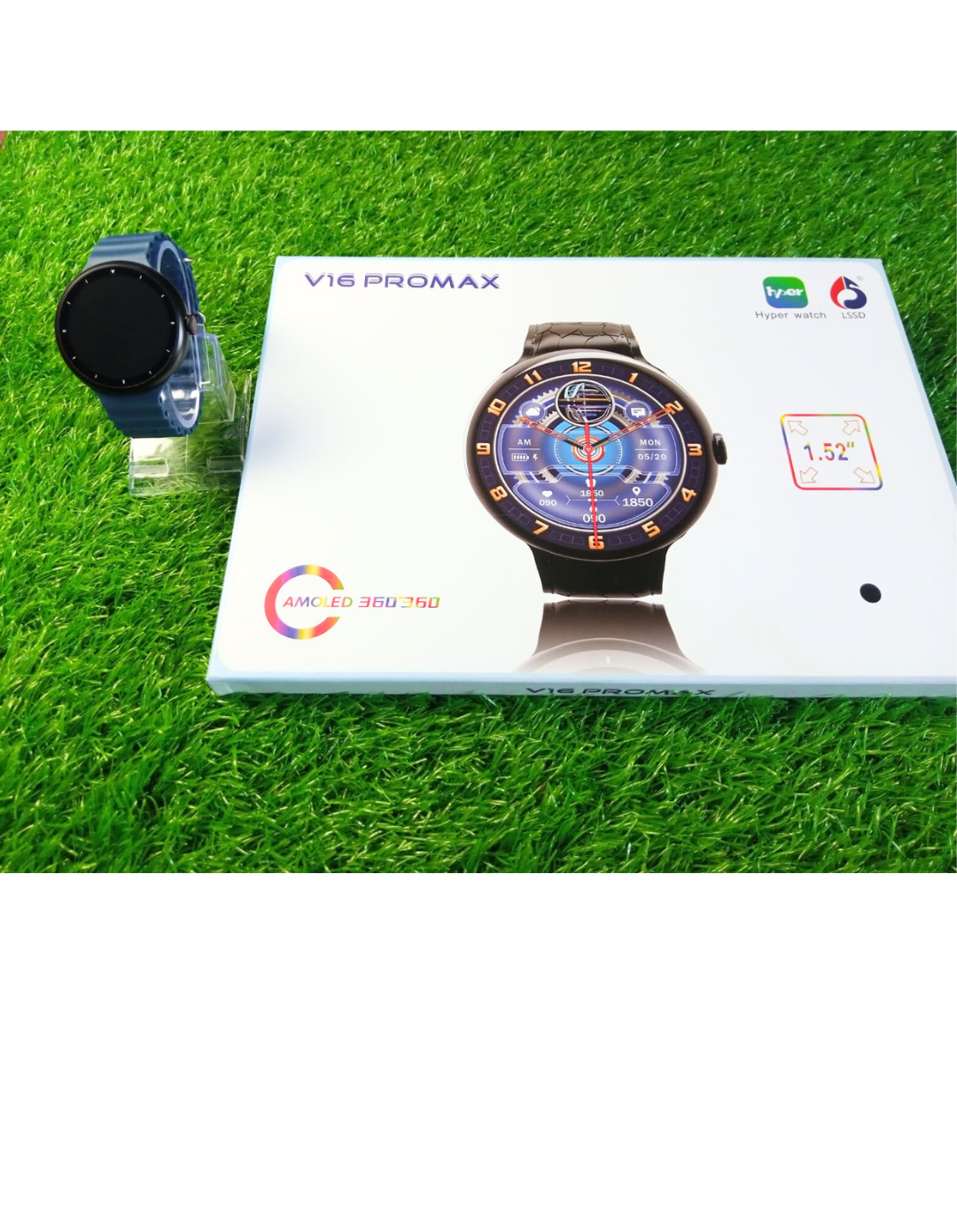 2025 V16 Pro Max Smart Watch | 7-in-1 Round Dial, Wireless Charging, BT Calling, Fitness Tracker (Golden Edition)