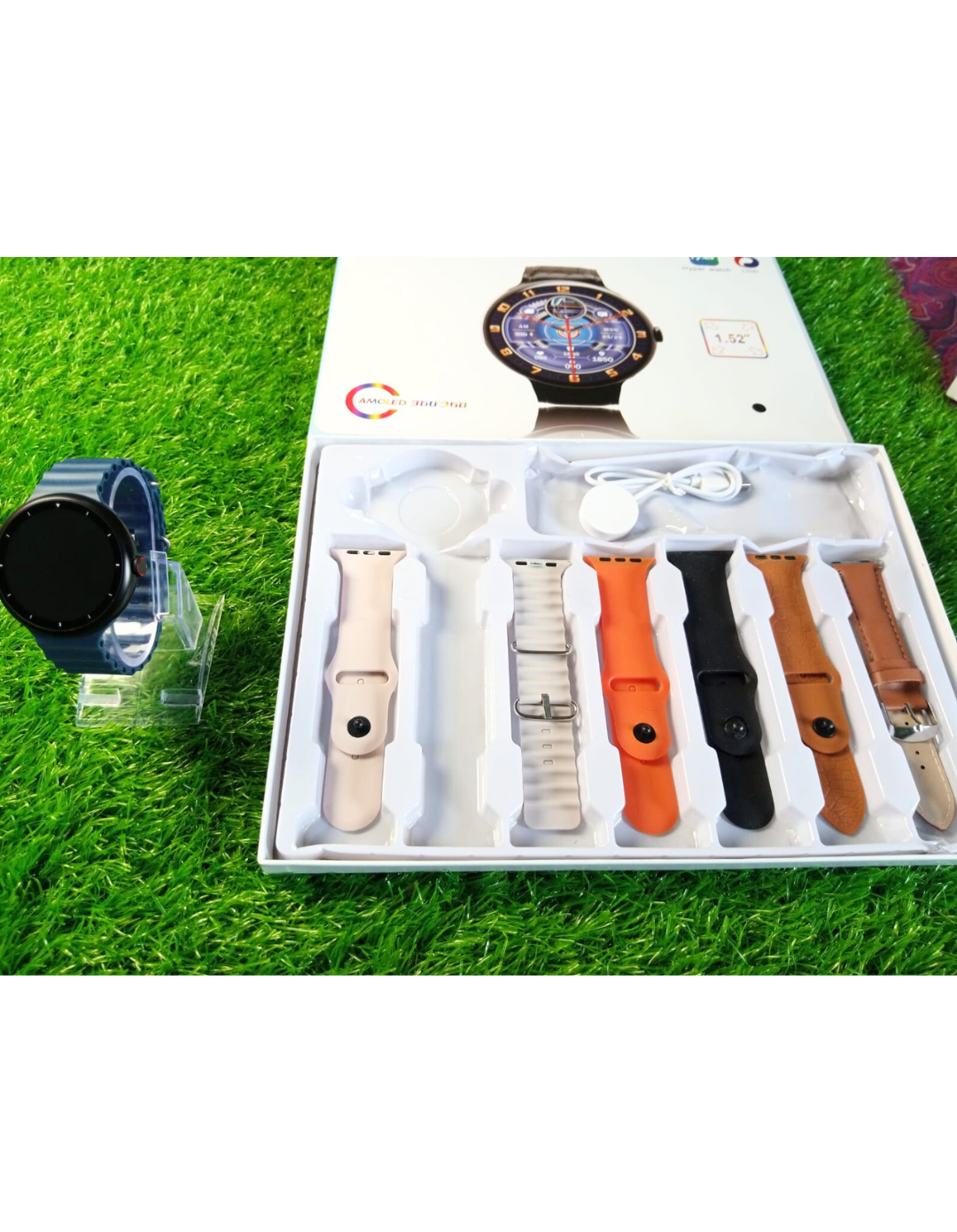 2025 V16 Pro Max Smart Watch | 7-in-1 Round Dial, Wireless Charging, BT Calling, Fitness Tracker (Golden Edition)