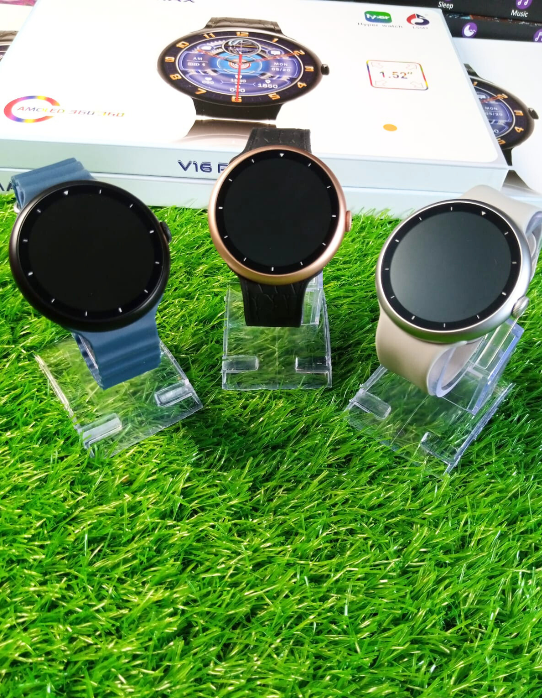 2025 V16 Pro Max Smart Watch | 7-in-1 Round Dial, Wireless Charging, BT Calling, Fitness Tracker (Golden Edition)