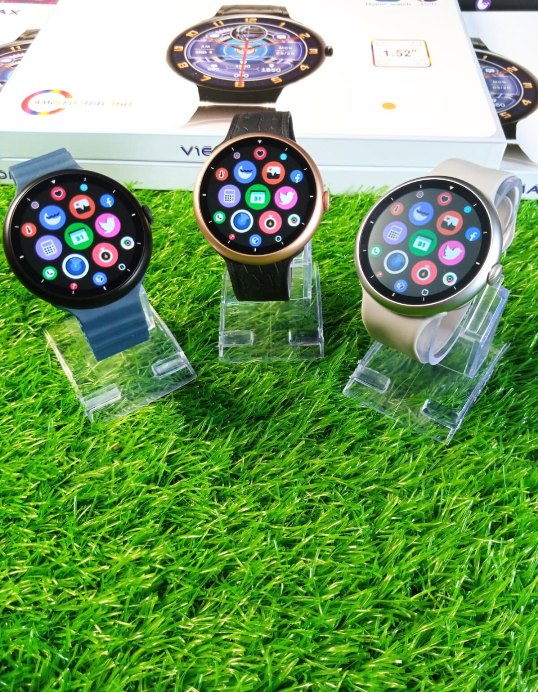 2025 V16 Pro Max Smart Watch | 7-in-1 Round Dial, Wireless Charging, BT Calling, Fitness Tracker (Golden Edition)