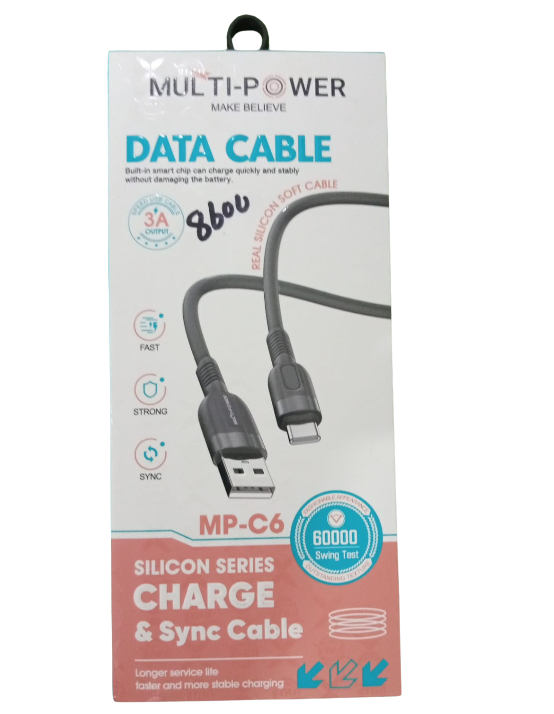 Multipower MP-C6 Micro Charging Cable – 3A Fast Charge with Smart Chip & Soft Silicon Wire