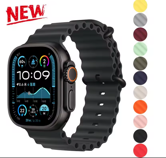 Ocean Silicone Double Buckle Strap for Apple Watch Ultra 2/Series 10/9/8/7/6/SE | Breathable & Durable Smartwatch Band