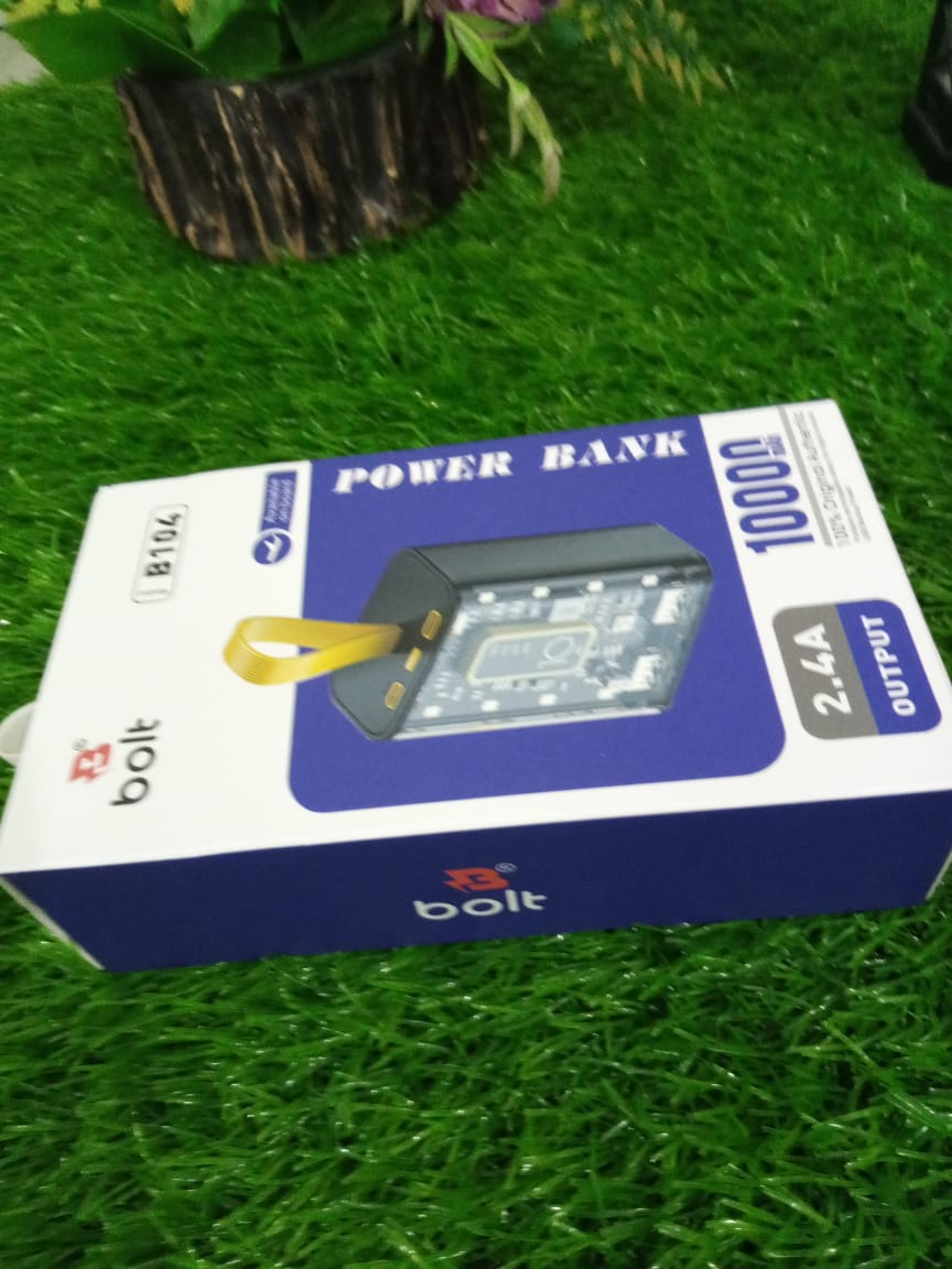 Bolt  B104 10000mAh Power Bank 🔋 | Fast Charging with Power Delivery ⚡ | Dual Output (USB-C & USB) 🔗 | Digital Display 📟 | Compact & Lightweight Travel Charger ✈️