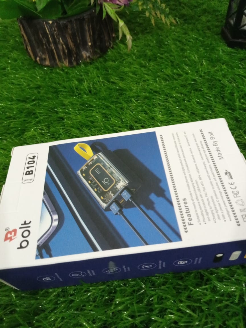 Bolt  B104 10000mAh Power Bank 🔋 | Fast Charging with Power Delivery ⚡ | Dual Output (USB-C & USB) 🔗 | Digital Display 📟 | Compact & Lightweight Travel Charger ✈️