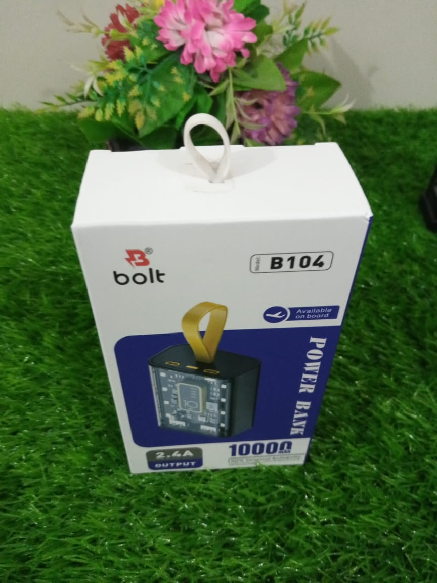 Bolt  B104 10000mAh Power Bank 🔋 | Fast Charging with Power Delivery ⚡ | Dual Output (USB-C & USB) 🔗 | Digital Display 📟 | Compact & Lightweight Travel Charger ✈️