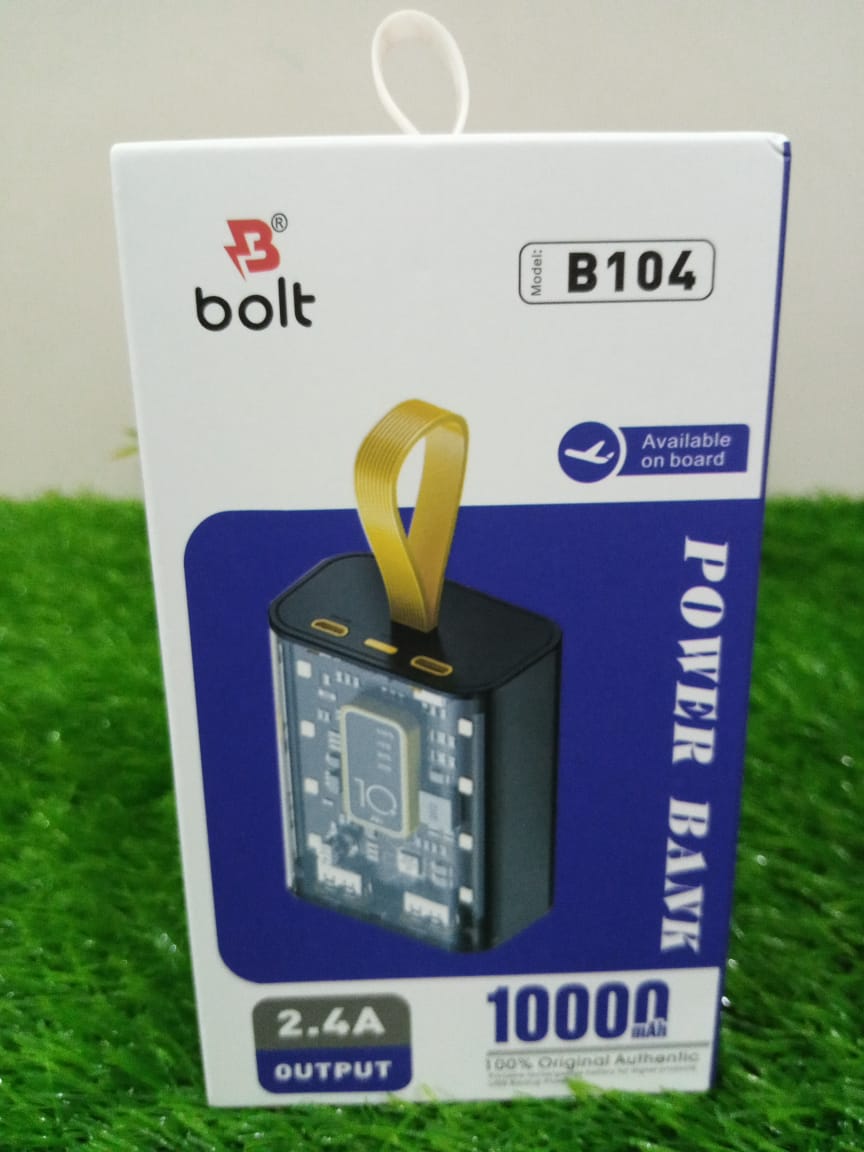 Bolt  B104 10000mAh Power Bank 🔋 | Fast Charging with Power Delivery ⚡ | Dual Output (USB-C & USB) 🔗 | Digital Display 📟 | Compact & Lightweight Travel Charger ✈️