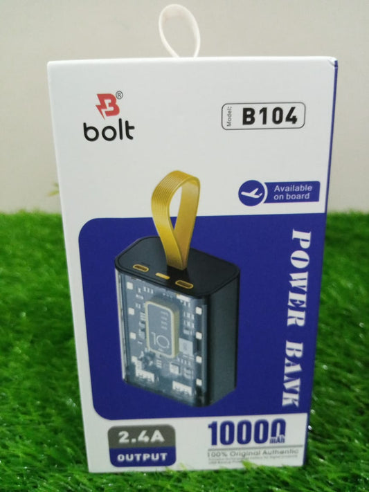Bolt  B104 10000mAh Power Bank 🔋 | Fast Charging with Power Delivery ⚡ | Dual Output (USB-C & USB) 🔗 | Digital Display 📟 | Compact & Lightweight Travel Charger ✈️