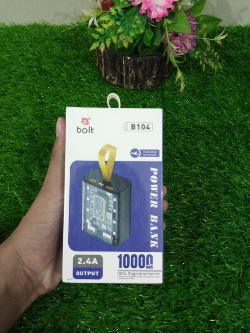 Bolt  B104 10000mAh Power Bank 🔋 | Fast Charging with Power Delivery ⚡ | Dual Output (USB-C & USB) 🔗 | Digital Display 📟 | Compact & Lightweight Travel Charger ✈️