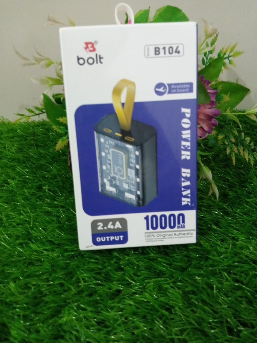 Bolt  B104 10000mAh Power Bank 🔋 | Fast Charging with Power Delivery ⚡ | Dual Output (USB-C & USB) 🔗 | Digital Display 📟 | Compact & Lightweight Travel Charger ✈️