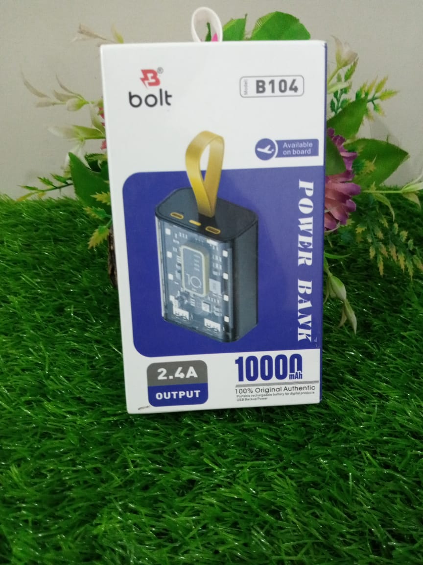 Bolt  B104 10000mAh Power Bank 🔋 | Fast Charging with Power Delivery ⚡ | Dual Output (USB-C & USB) 🔗 | Digital Display 📟 | Compact & Lightweight Travel Charger ✈️