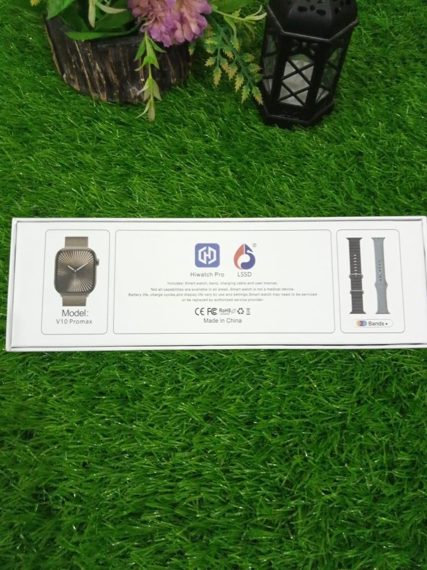 2025 Newest V10 Pro Max Smart Watch – 2.1" IPS Full Touch, Bluetooth Calling, Fitness & Health Tracker, Dual Straps (Men & Women)